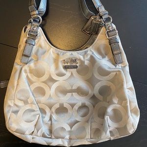 Silver Coach Shoulder Bag